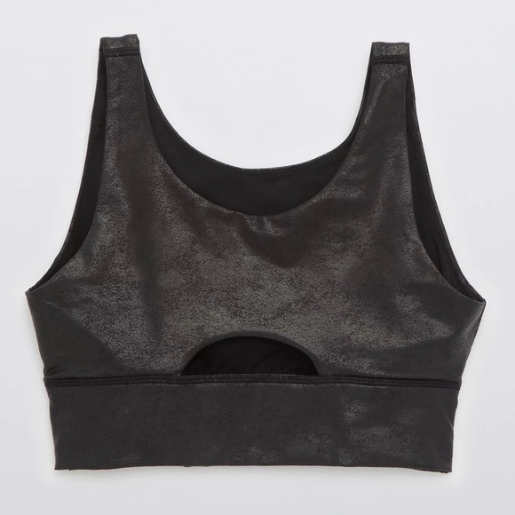 New OFFLINE By Aerie The Hugger Crackle Sports Bra in Black - Picture 4 of 6